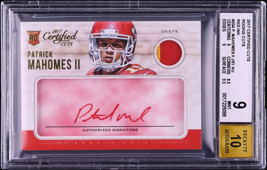 2017 Certified Cuts Red Ink Patrick Mahomes II ROOKIE PATCH AUTO #204 BGS 9 MINT