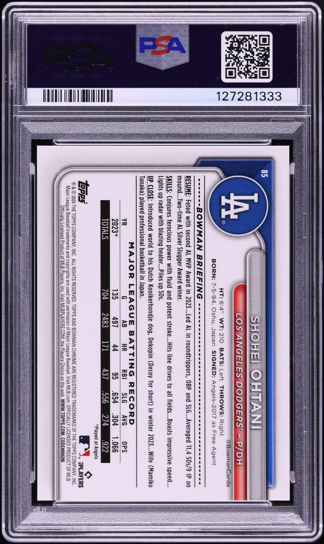 2024 Bowman Chrome Mega Box Red Refractor Shohei Ohtani 5/5 #85 PSA 10 GEM MINT