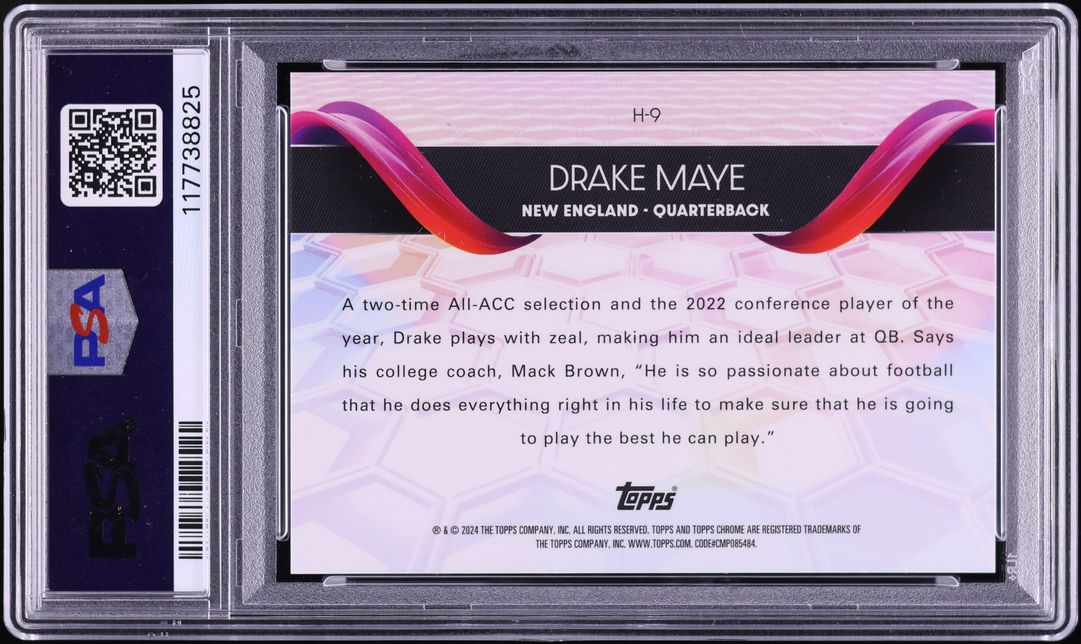 2024 Topps Chrome Helix Drake Maye ROOKIE #H9 PSA 10 GEM MINT