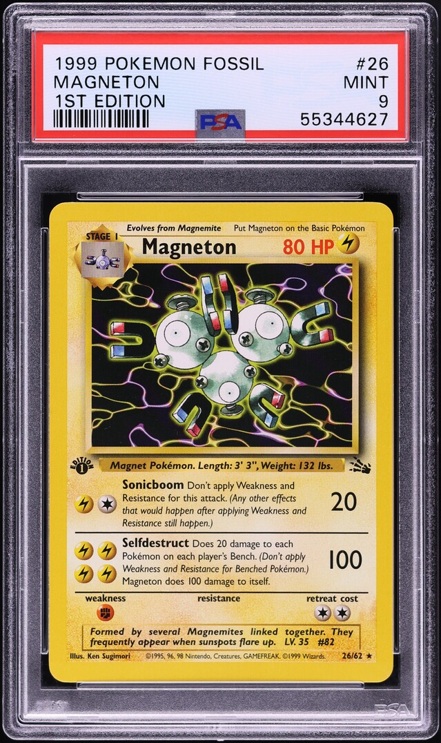 1999 Pokemon Fossil 1st Edition Magneton #26 PSA 9 MINT