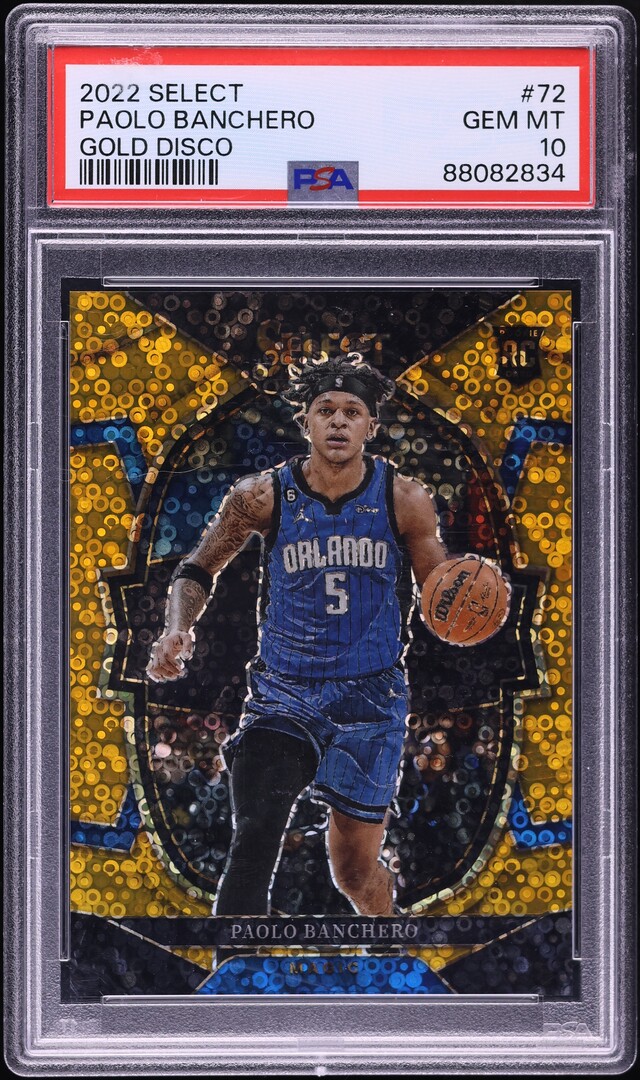 2022 Panini Select Basketball Gold Disco Paolo Banchero #72 PSA 10
