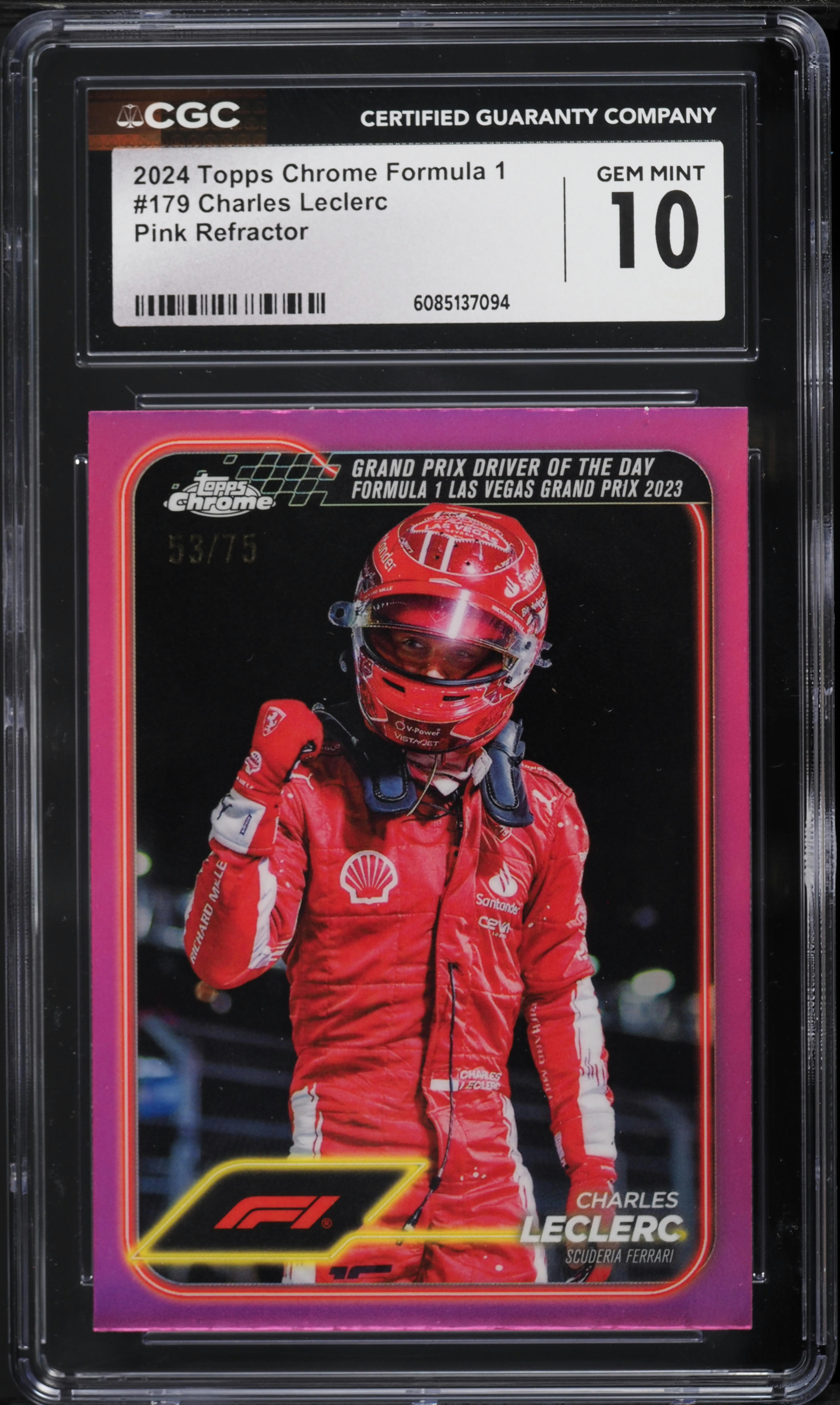 2024 Topps Chrome Formula 1 F1 Pink Refractor Charles Leclerc /75