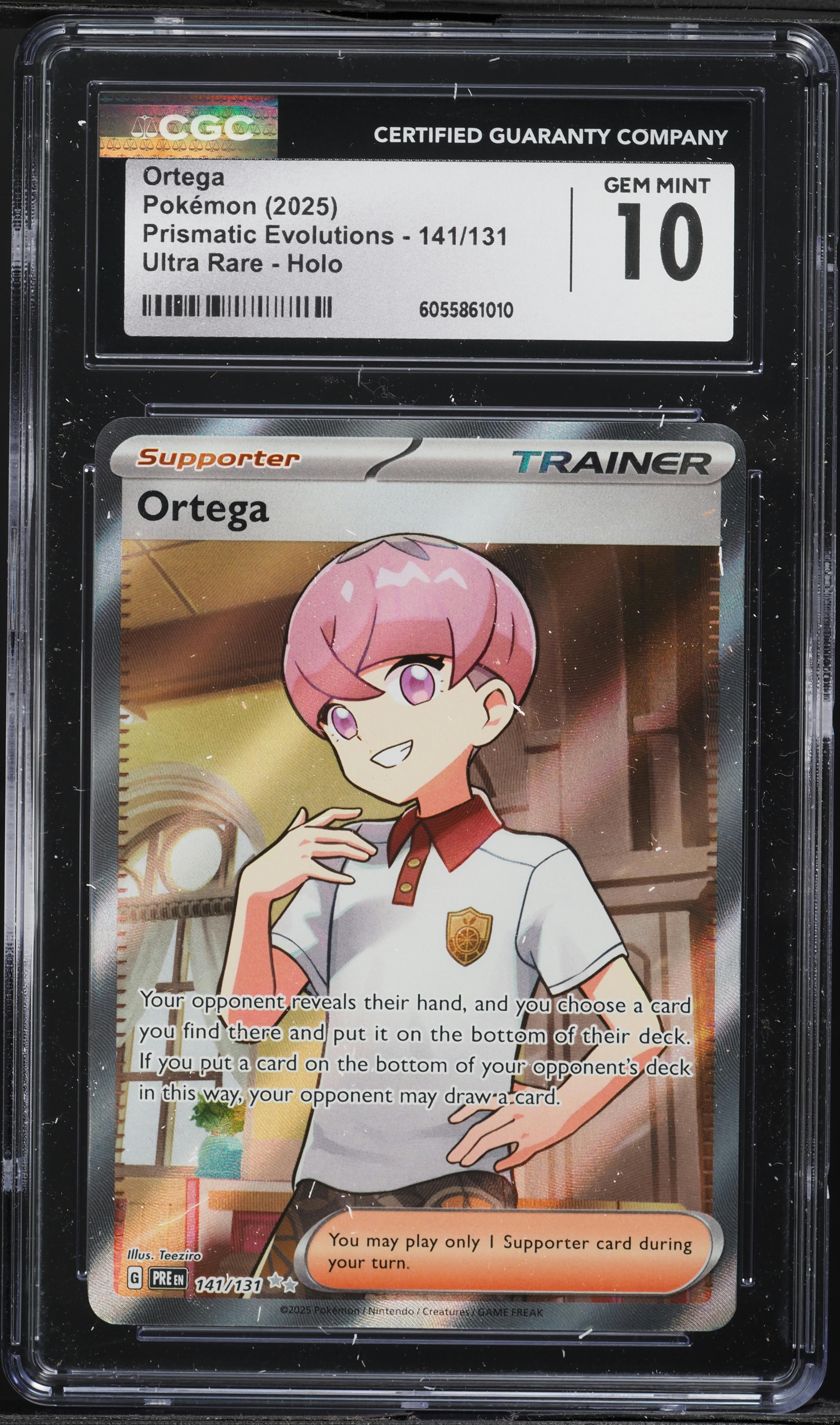 2025 Pokemon Scarlet & Violet Prismatic Evolutions Full Art Ortega #141 CGC  10 GEM MINT