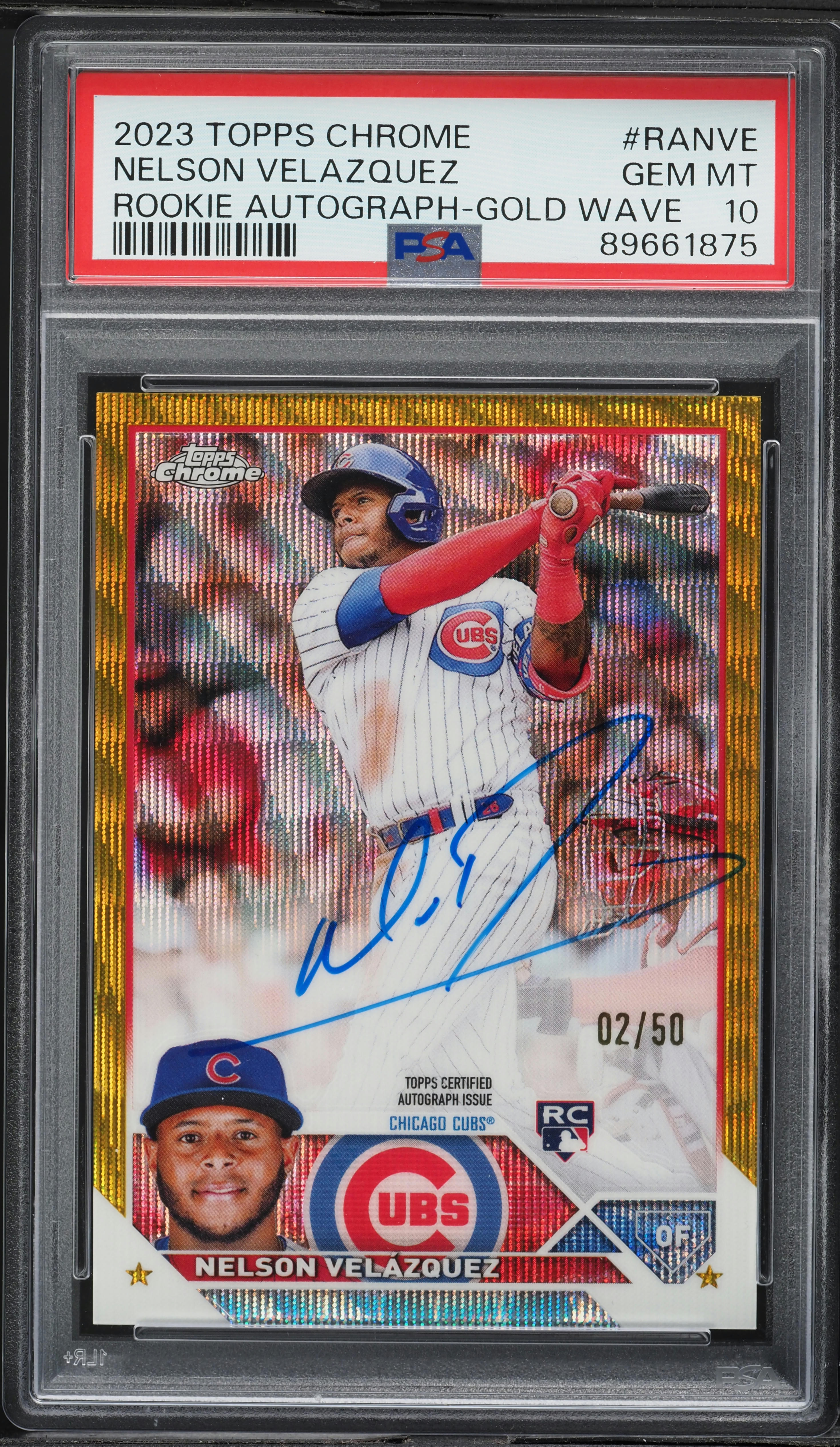 2023 Topps Chrome Gold Wave Refractor Nelson Velazquez ROOKIE AUTO 