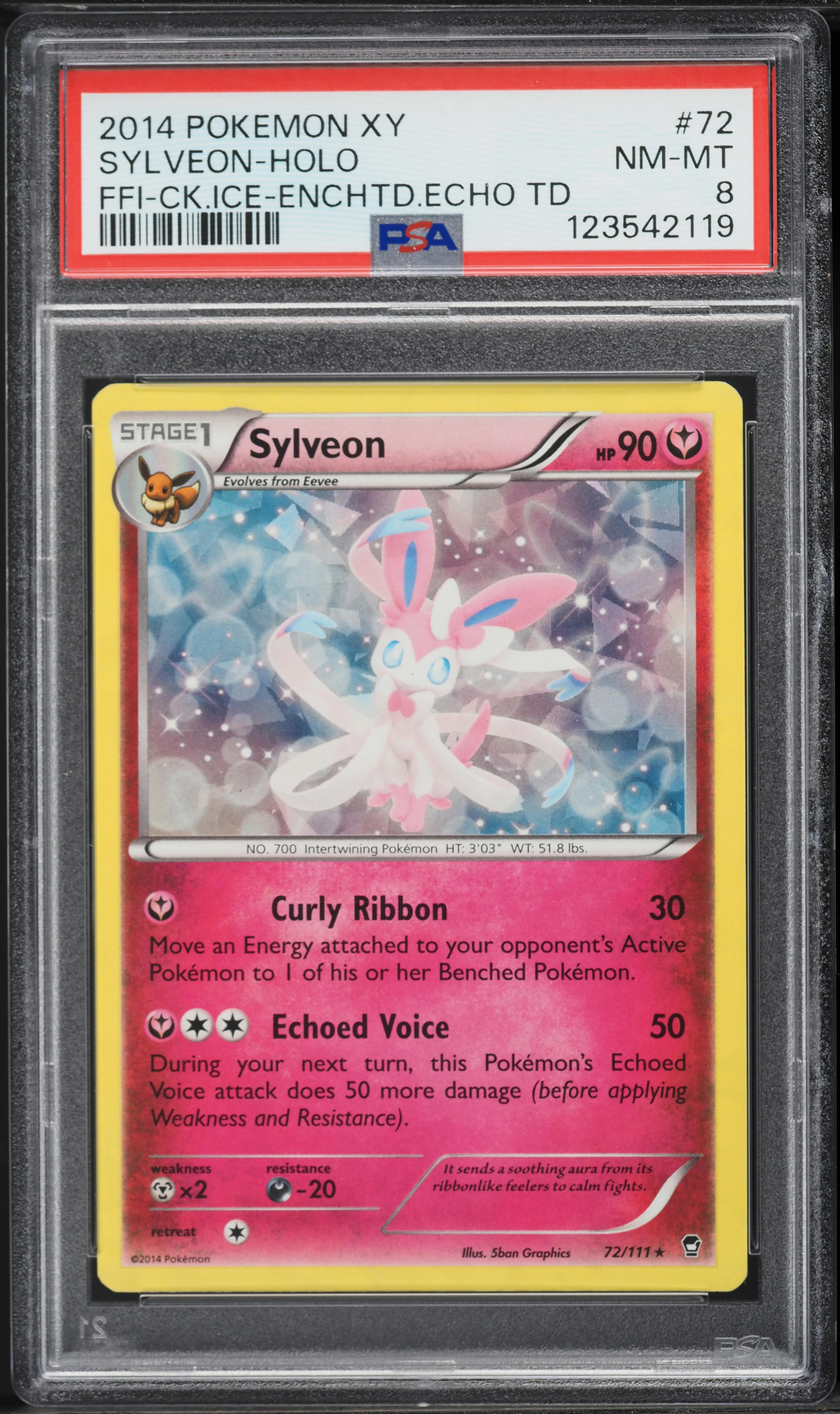 2014 Pokemon XY Furious Fists Cracked Ice Holo Sylveon #72 PSA 8