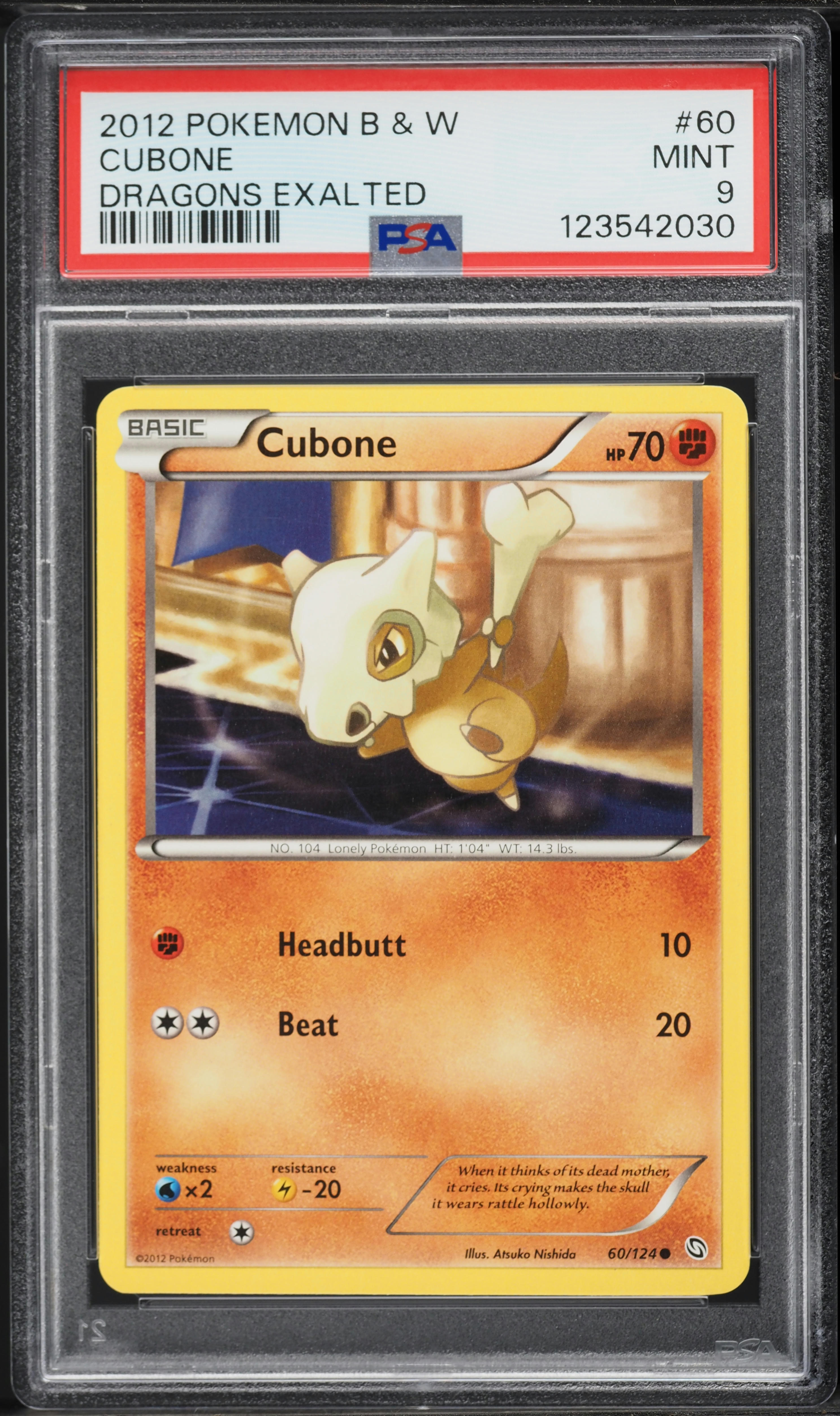 2012 Pokemon Black & White Dragons Exalted Cubone #60 PSA 9 MINT