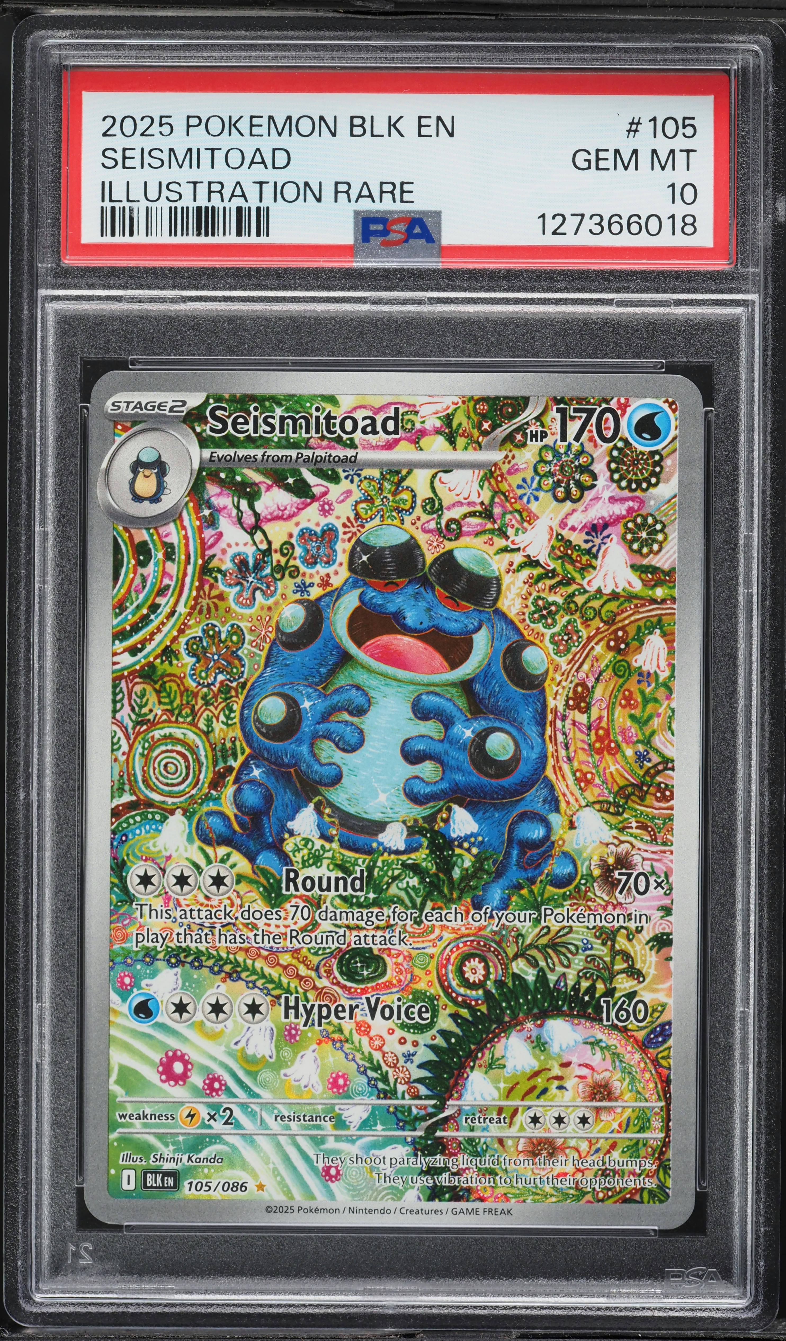 2025 Pokemon Blk En Black Bolt Illustration Rare Seismitoad #105