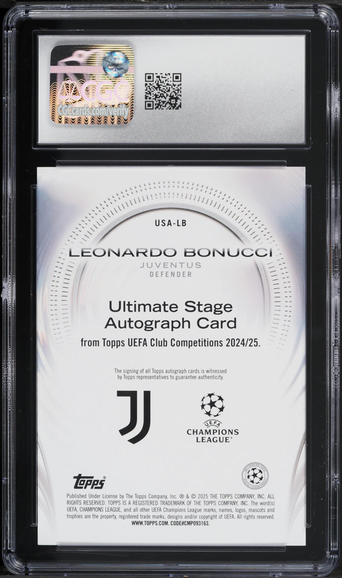2024 Topps UEFA CC Ultimate Stage Leonardo Bonucci AUTO #USA-LB CGC 10 GEM MINT