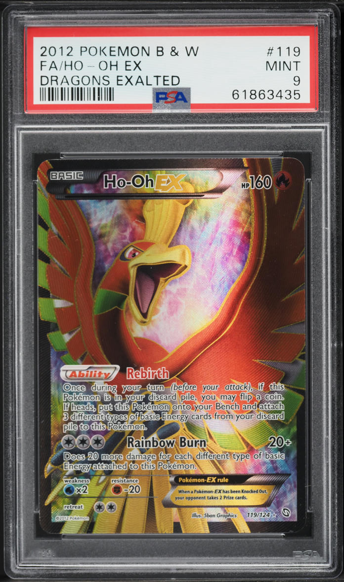 2012 Pokemon Black & White Dragons Exalted Full Art Ho-Oh EX #119 PSA 9 MINT