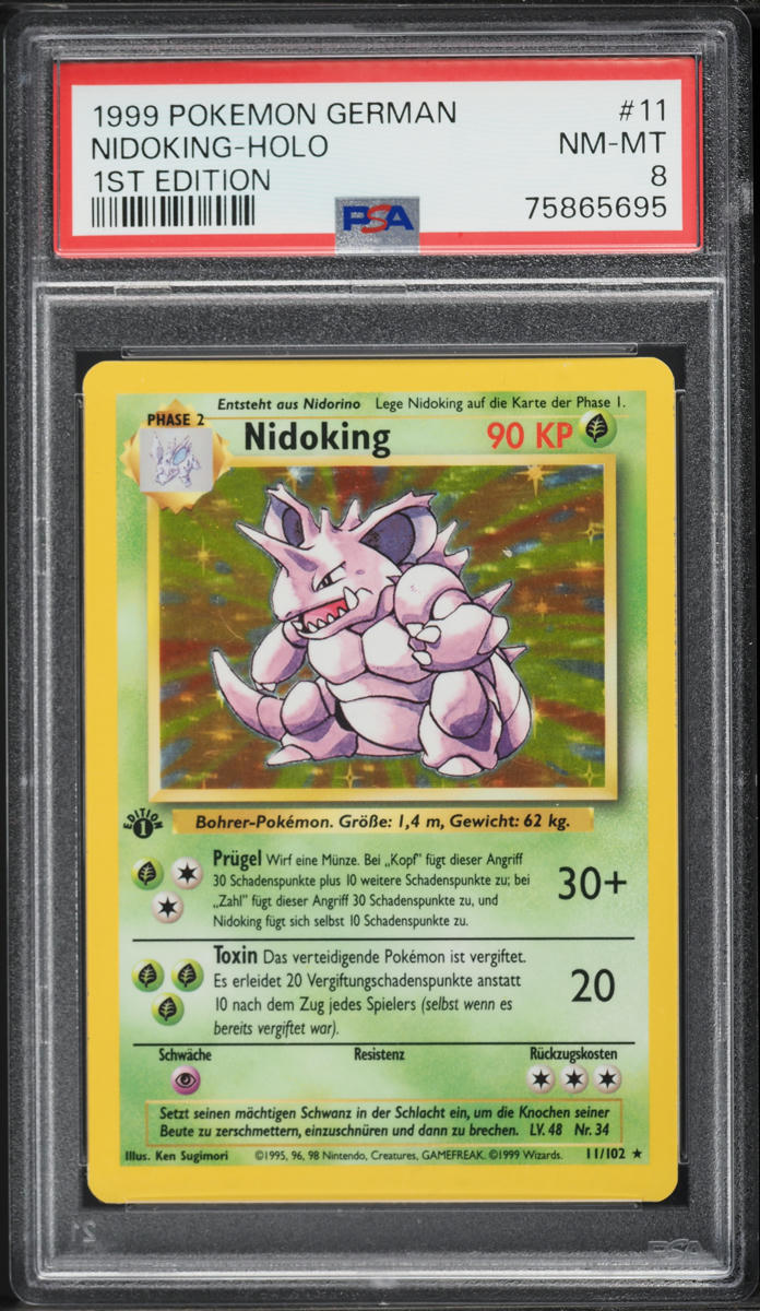 1999 Pokemon German Base Set 1st Edition Holo Nidoking #11 PSA 8 NM-MT