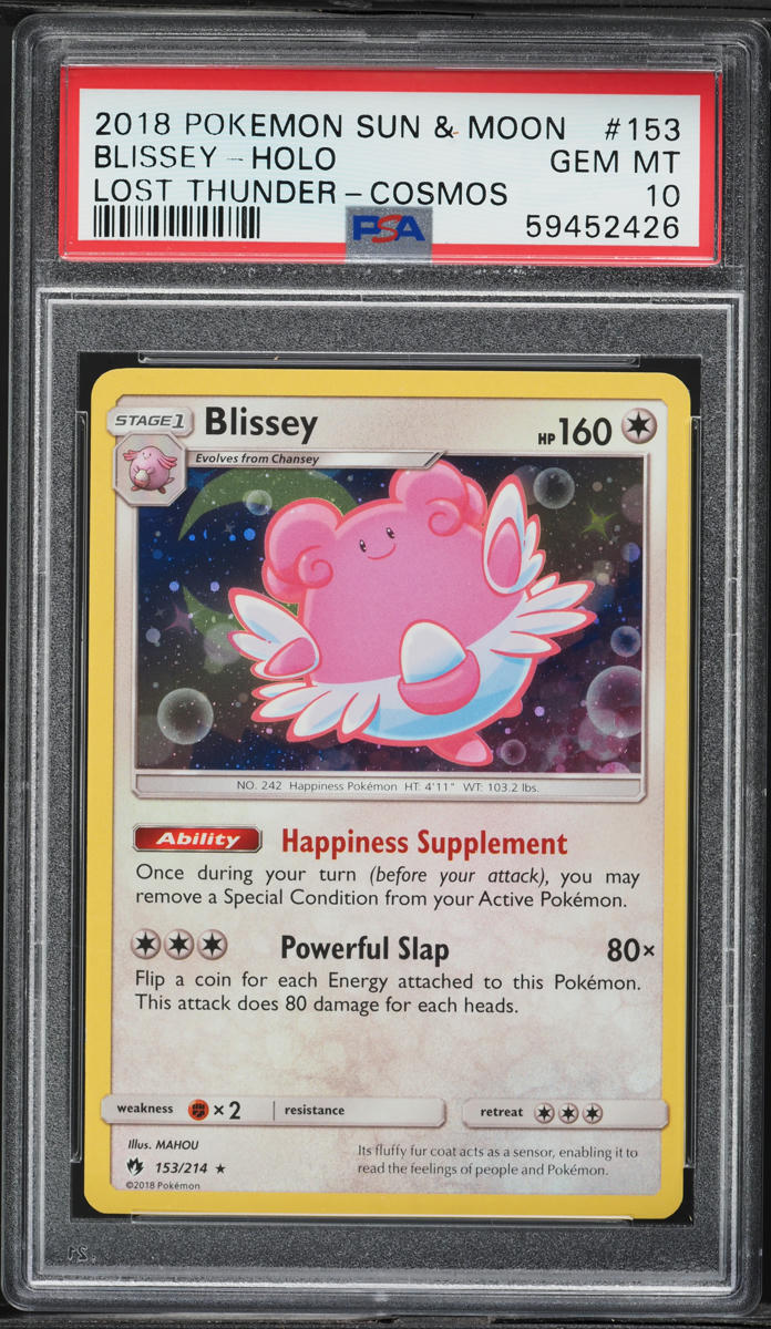 2018 Pokemon SM Lost Thunder Cosmos Holo Blissey #153 PSA 10 GEM MINT