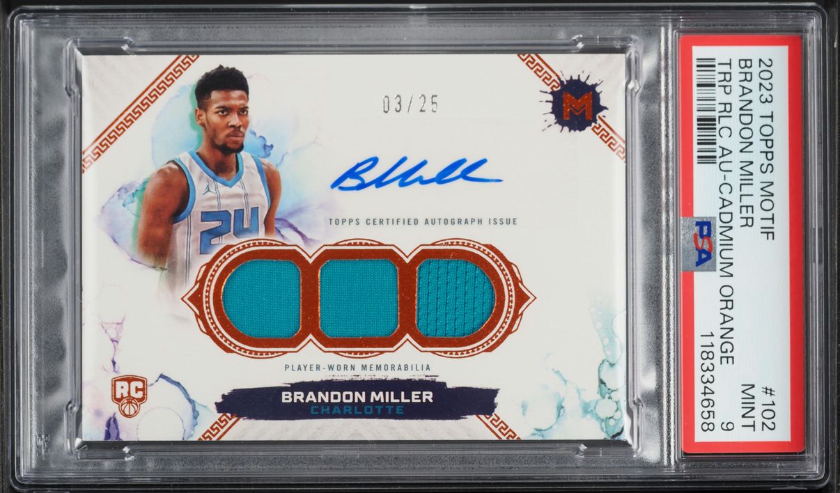 2023 Topps Motif Cadmium Orange Brandon Miller ROOKIE TRIPLE PATCH
