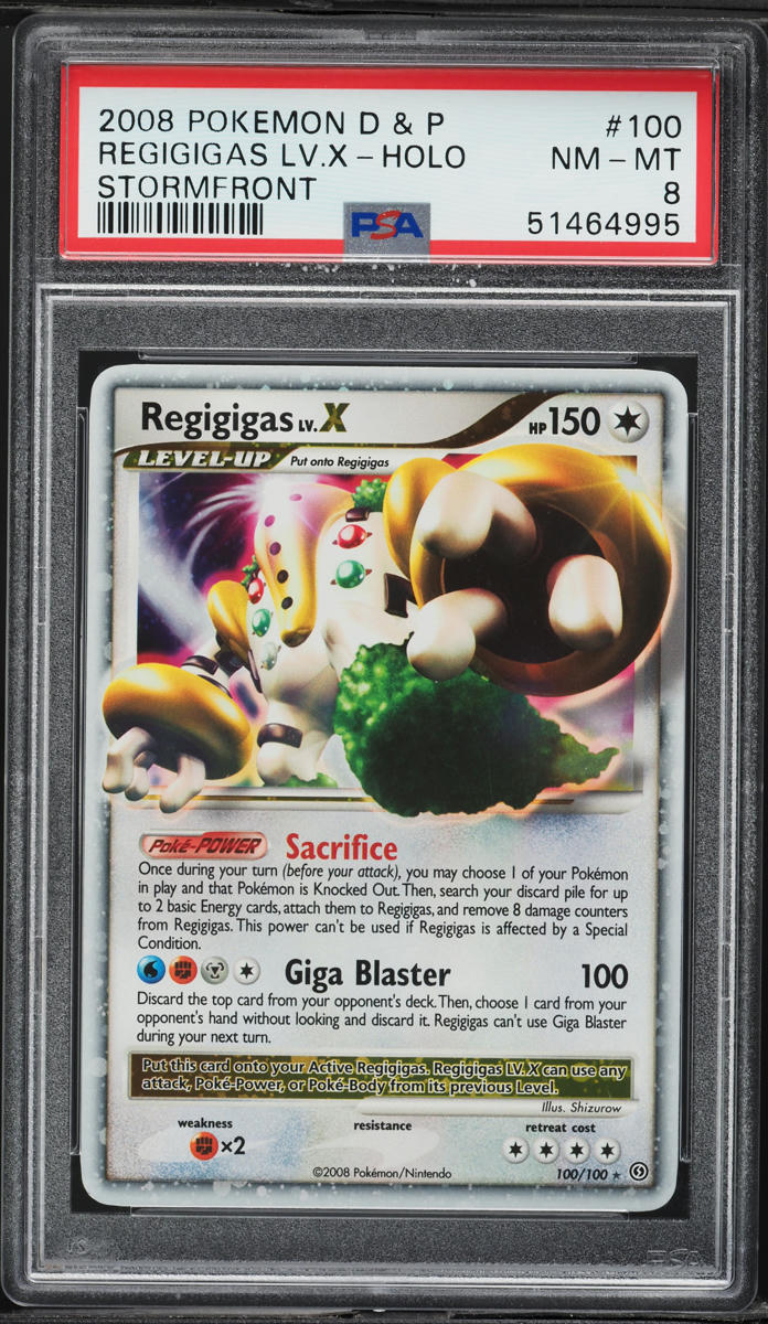 2008 Pokemon Diamond & Pearl Stormfront Holo Regigigas LV.X #100 PSA 8 NM-MT