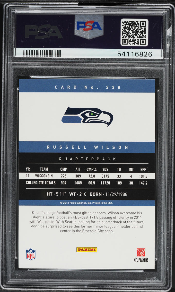 2012 Panini Prestige Russell Wilson ROOKIE #238 PSA 10 GEM MINT
