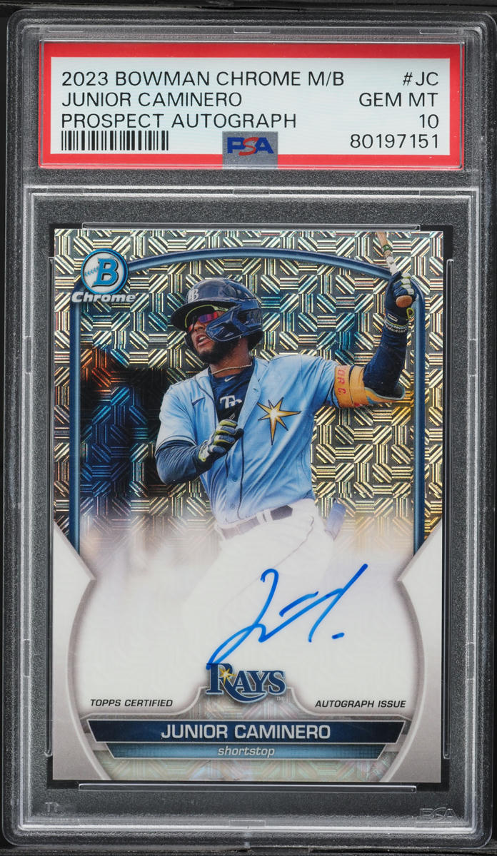 2023 Bowman Chrome Mega Box Junior Caminero PROSPECT AUTO #BMA-JC PSA 10