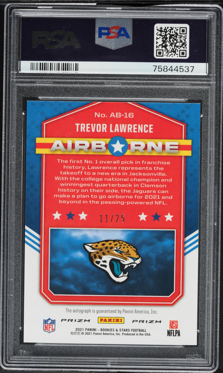 2021 Panini Stars Airborne Trevor Lawrence ROOKIE AUTO /25 #AB-16 PSA 10 GEM MINT