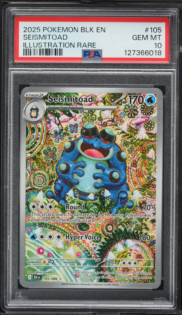 2025 Pokemon Blk En Black Bolt Illustration Rare Seismitoad #105 PSA 10 GEM MINT