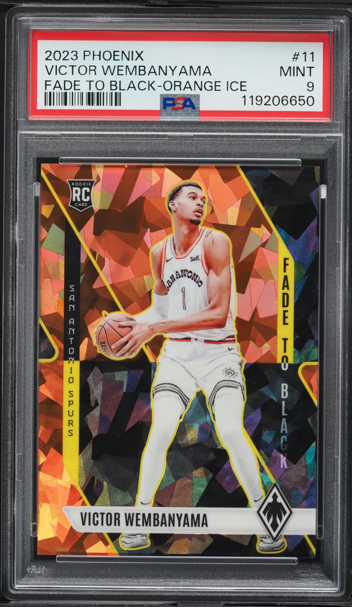 2023 Panini Phoenix Fade To Black Orange Ice Victor Wembanyama ROOKIE /249 #11 PSA 9 MINT