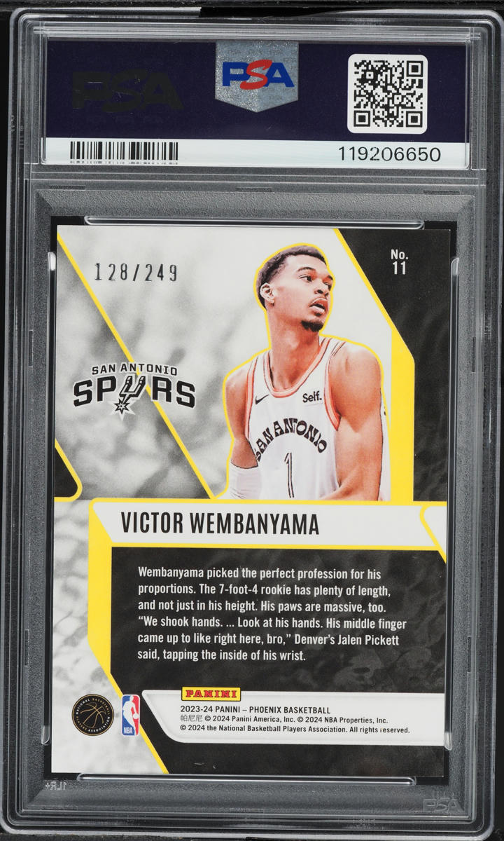 2023 Panini Phoenix Fade To Black Orange Ice Victor Wembanyama ROOKIE /249 #11 PSA 9 MINT