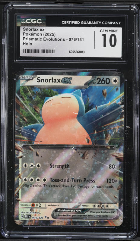 snorlax pokemon card ex 2025 Scarlet & Violet Prismatic Evolutions Holo #076 SGC 8.5 NM-MT+ on Fanatics Collect Pokemon TCG: Snorlax ex &