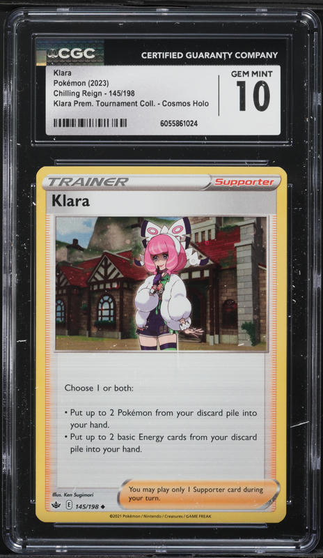 2023 Pokemon SWSH Chilling Reign Klara Premium Tournament Cosmos Holo Klara #145 CGC 10 GEM