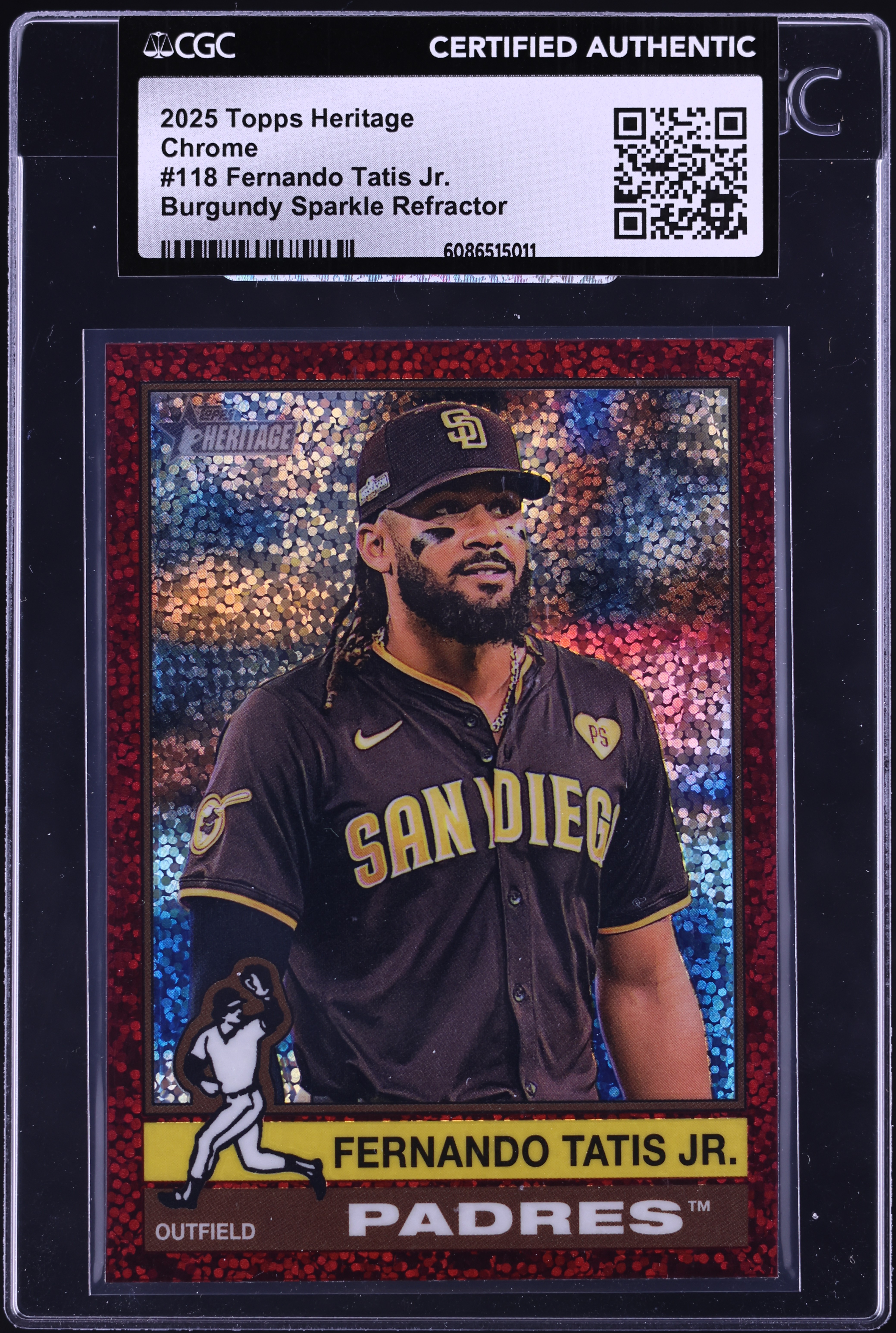 2025 Topps Heritage Chrome Burgundy Sparkle Refractor Fernando
