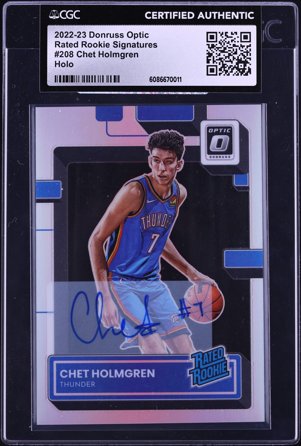 2022 Donruss Optic Holo Chet Holmgren ROOKIE AUTO #208 CGC AUTH