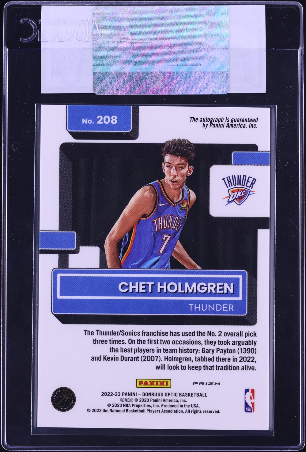 2022 Donruss Optic Holo Chet Holmgren ROOKIE AUTO #208 CGC AUTH