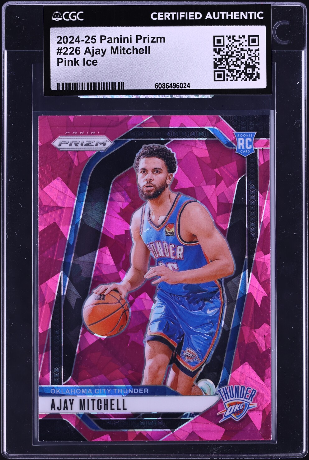 2024 Panini Prizm Pink Ice Ajay Mitchell ROOKIE #226 CGC AUTH