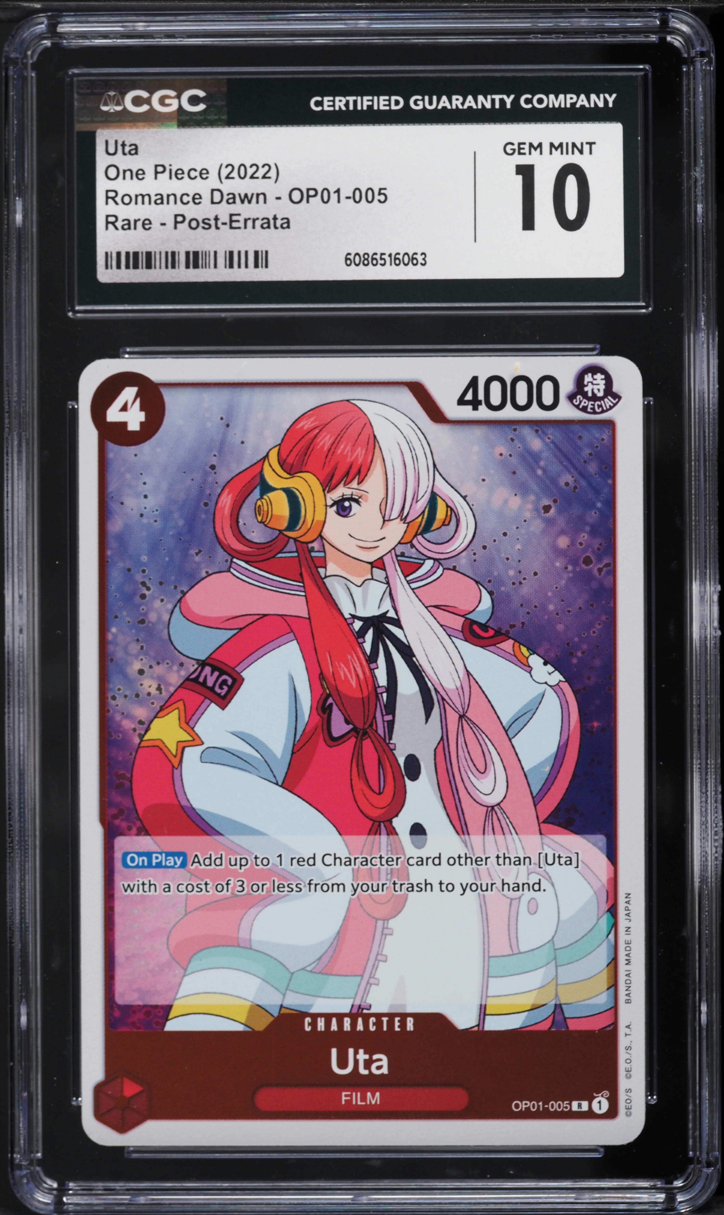 2022 One Piece Romance Dawn Post-Errata Rare Uta #OP01-005 CGC 10