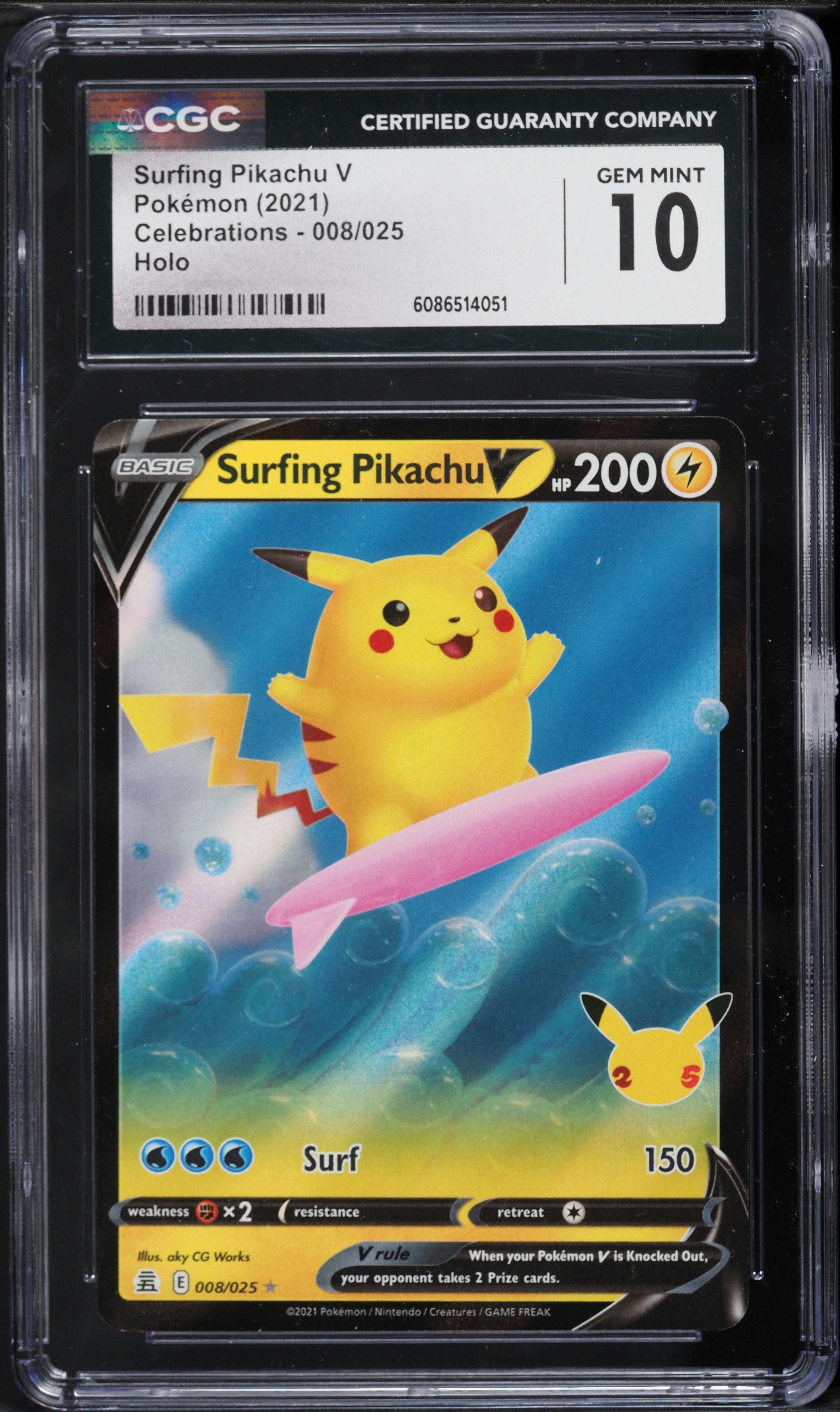 2021 Pokemon Sword & Shield Celebrations Surfing Full Art Pikachu