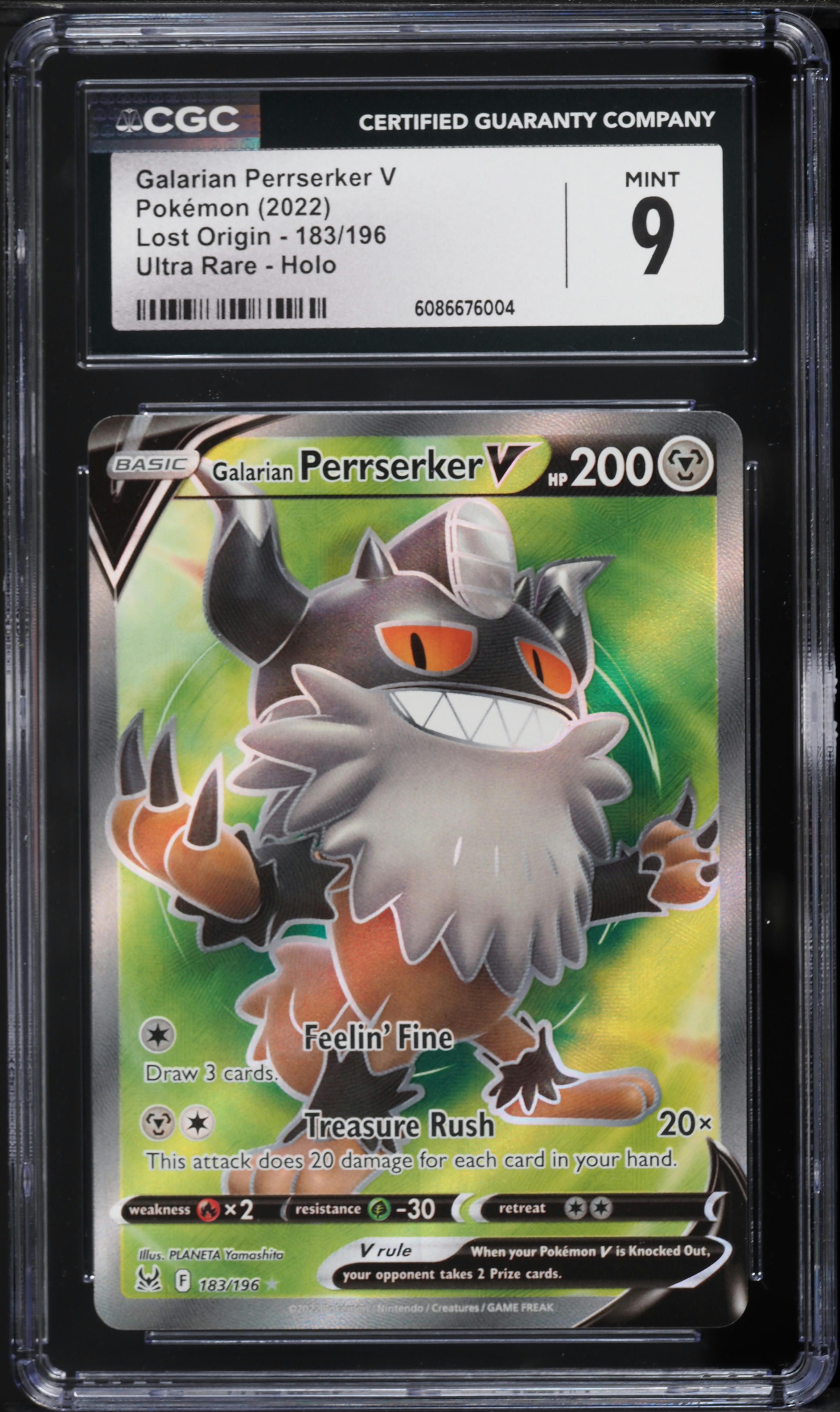 2022 Pokemon SWSH Lost Origin Full Art Galarian Perrserker V #183 CGC 9  MINT on Fanatics Collect