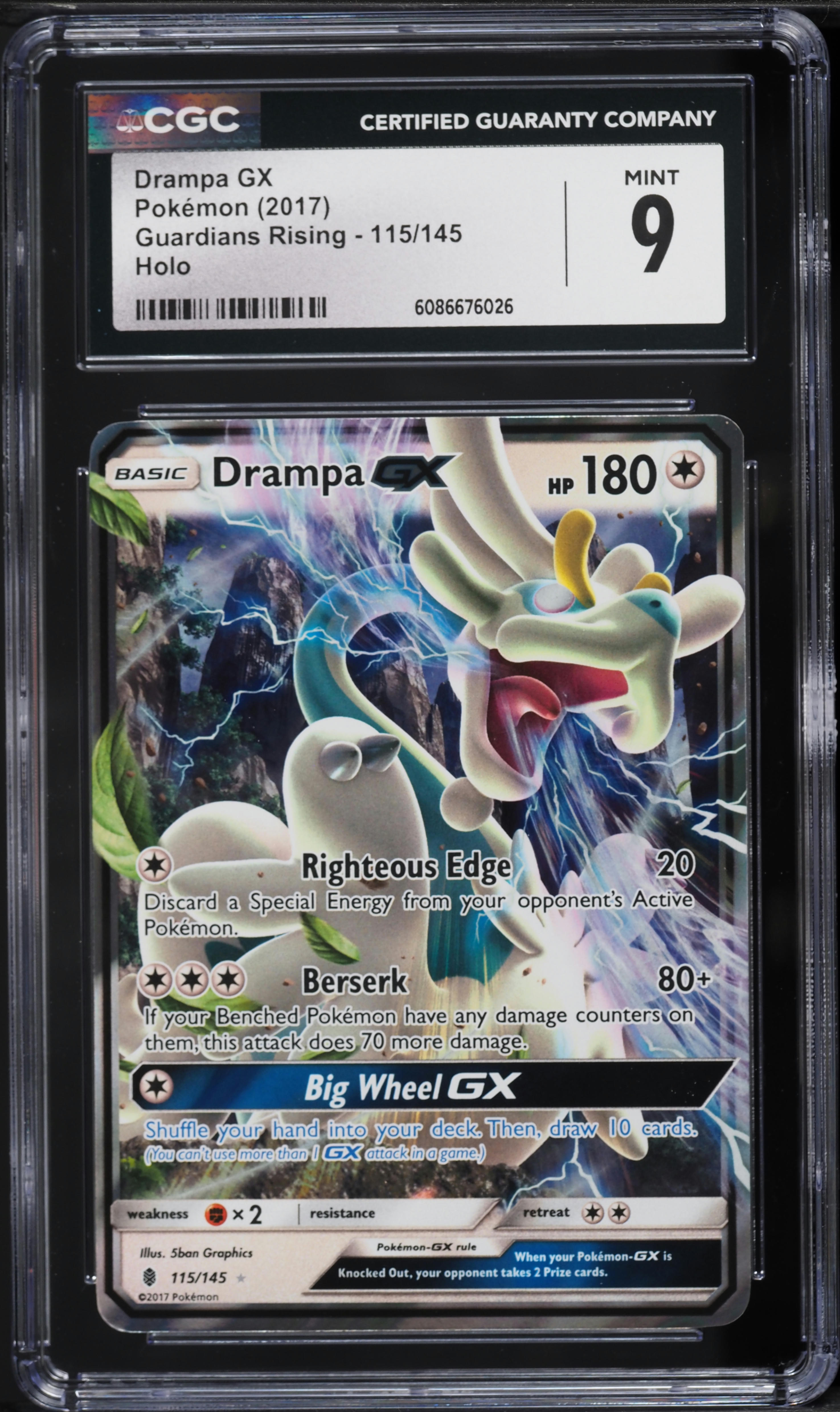 Pokemon Sun & Moon Guardians Rising Ultra Rare Drampa GX #115