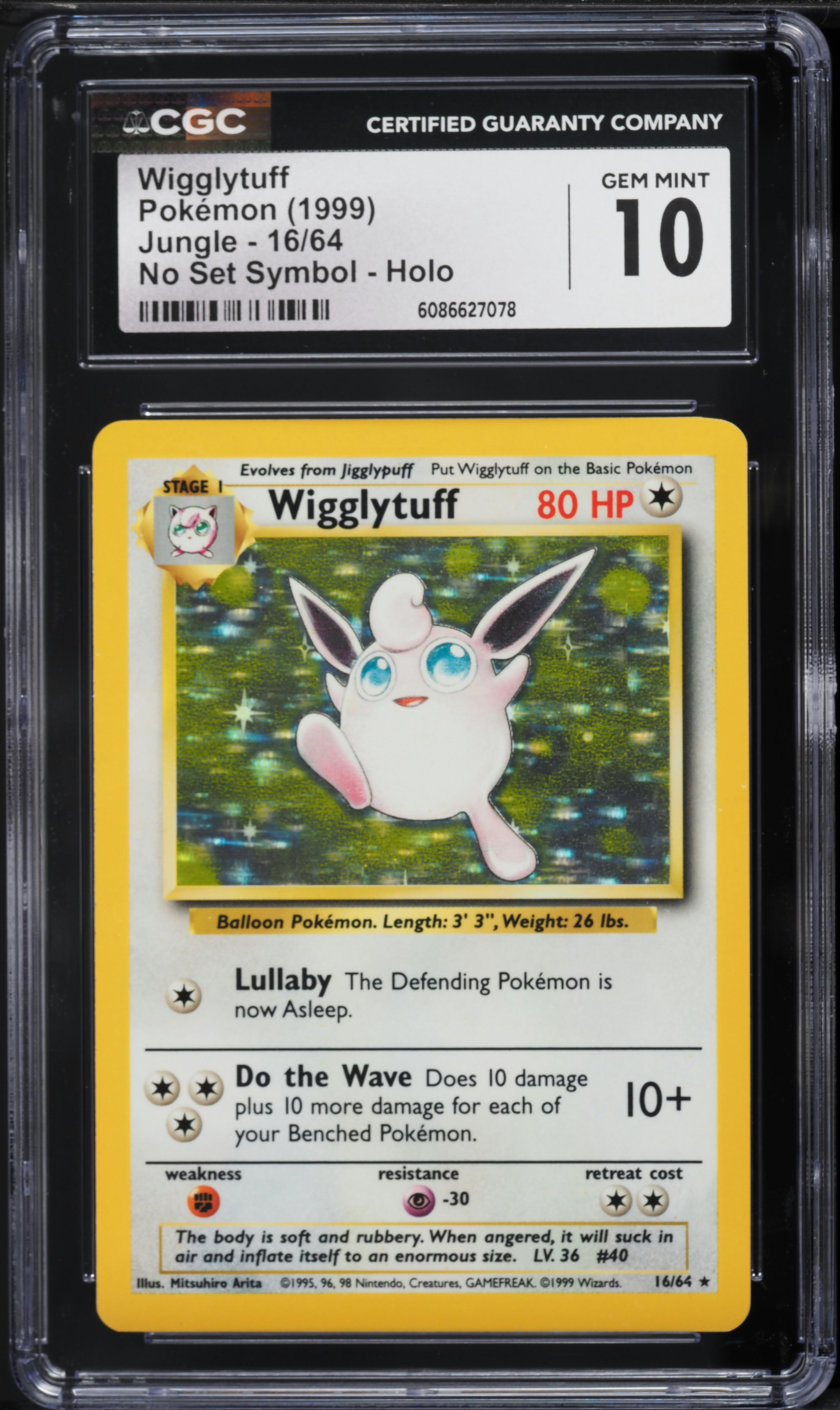1999 Pokemon Jungle No Set Symbol Holo Wigglytuff #16 CGC 10 GEM