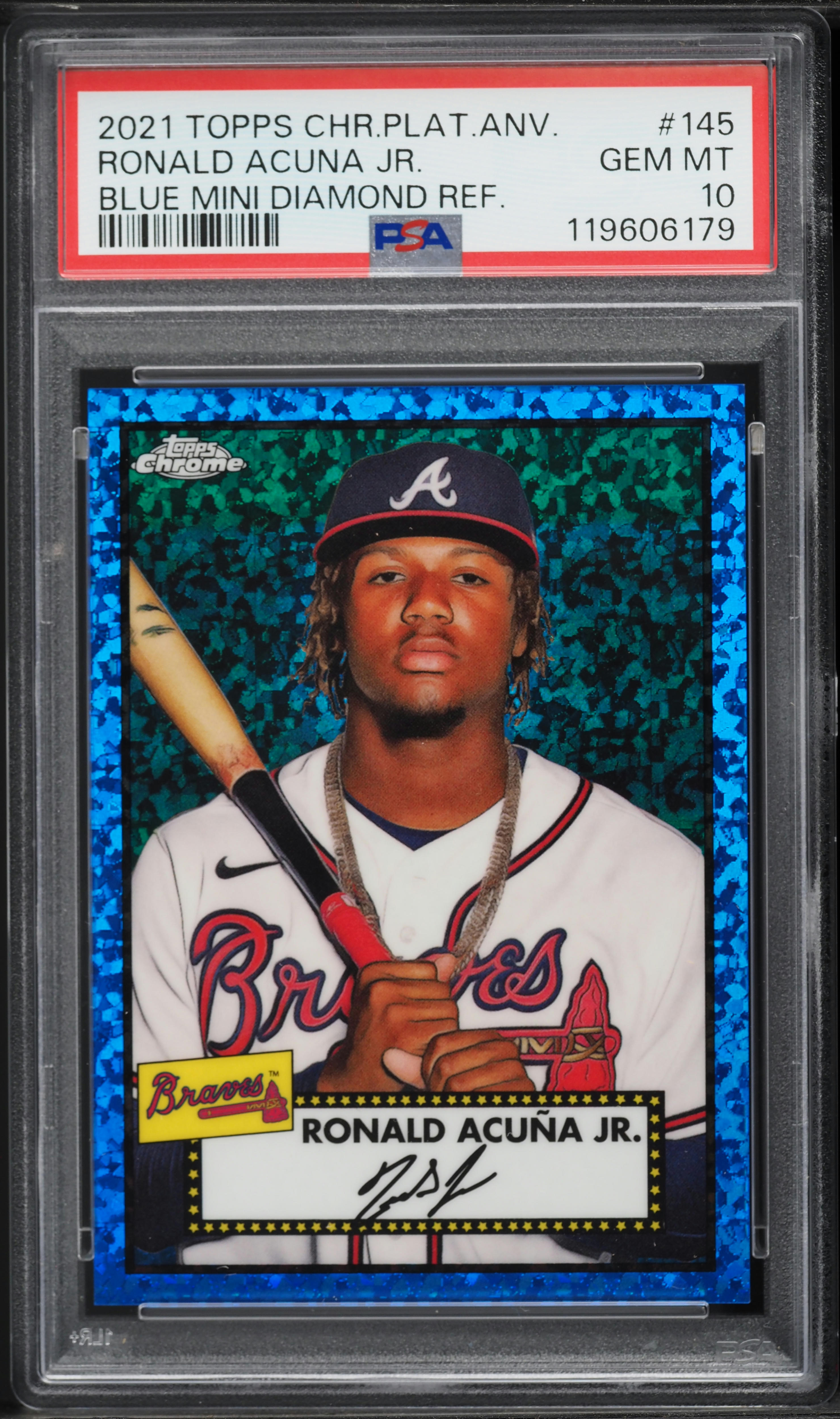 2021 topps chrome アクーニャjr 99枚限定 2021 Topps Chrome Platinum Anniversary Blue Mini Diamond Ref