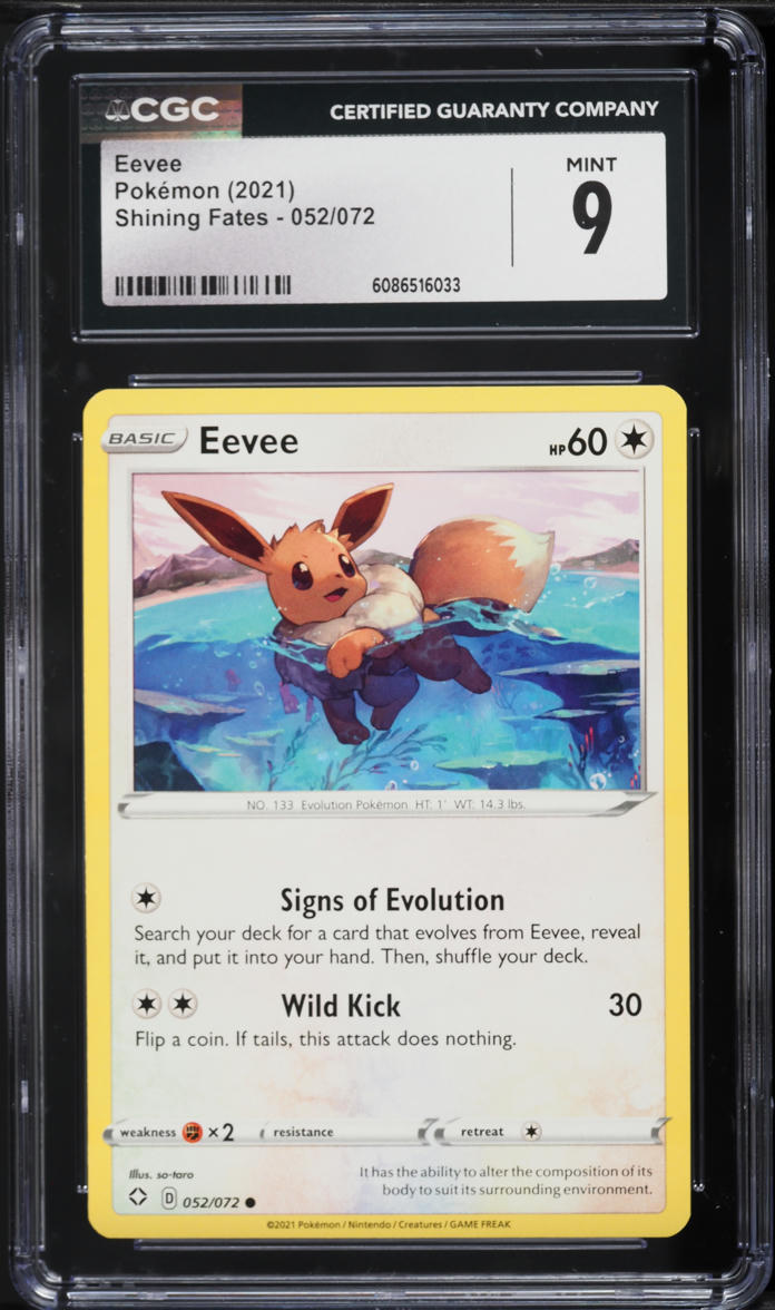 2021 Pokemon Sword & Shield Shining Fates Eevee #52 CGC 9 MINT