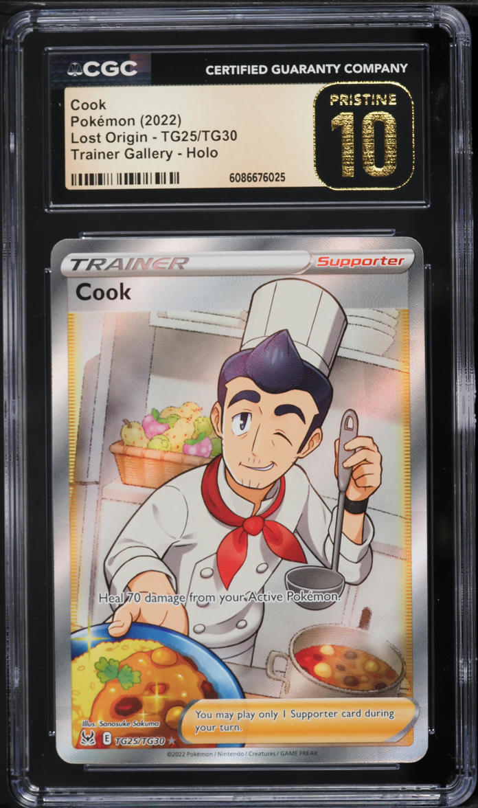 cook pokemon card 2022 Sword & Shield Lost Origin Trainer Gallery Holo CHR #TG25 CGC 10 PRISTINE on Fanatics Collect Fusion Strike Singles Cook Reverse - Fusion Strike