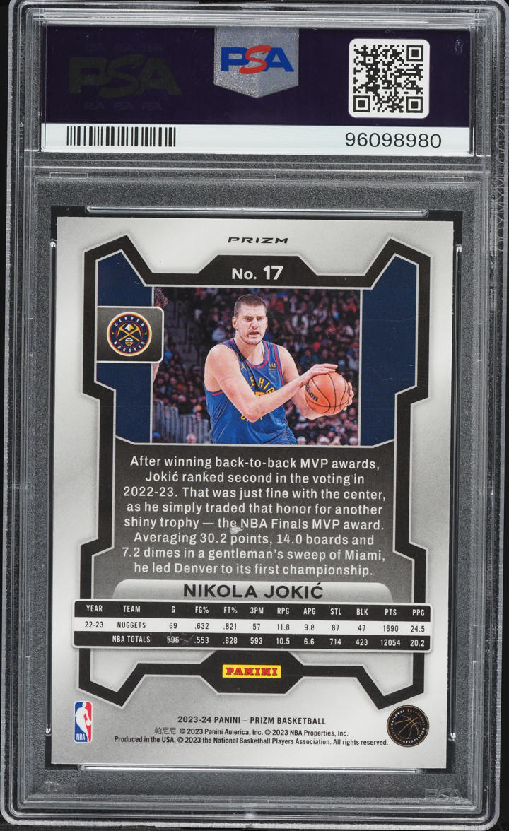 2023 Panini Prizm Red Sparkle Nikola Jokic #17 PSA 10 GEM MINT on 