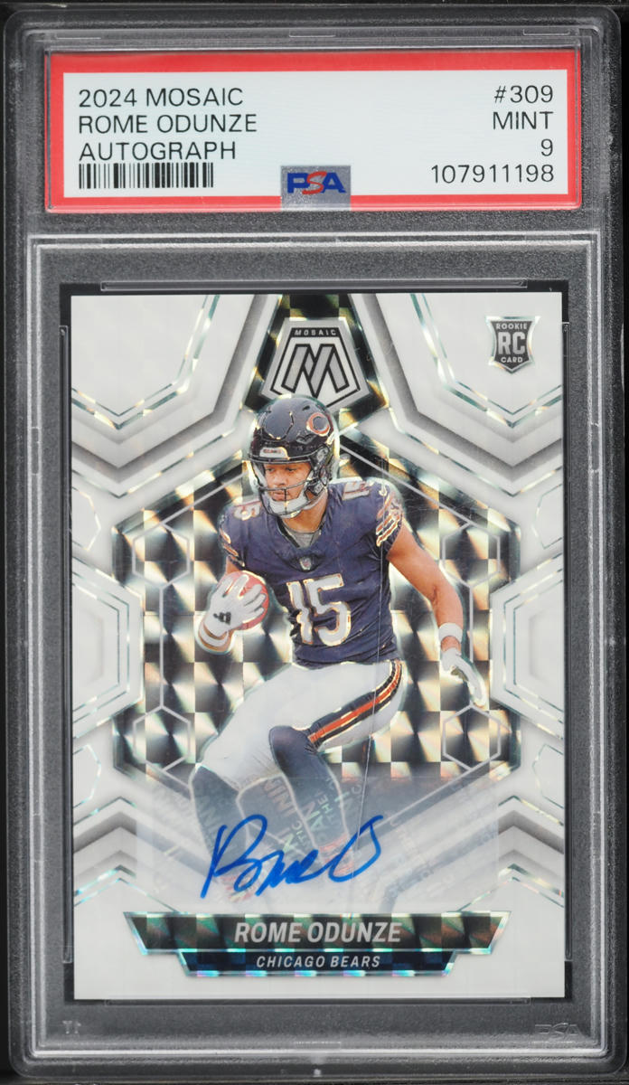 2024 Panini Mosaic Prizm Rome Odunze ROOKIE AUTO #309 PSA 9 MINT
