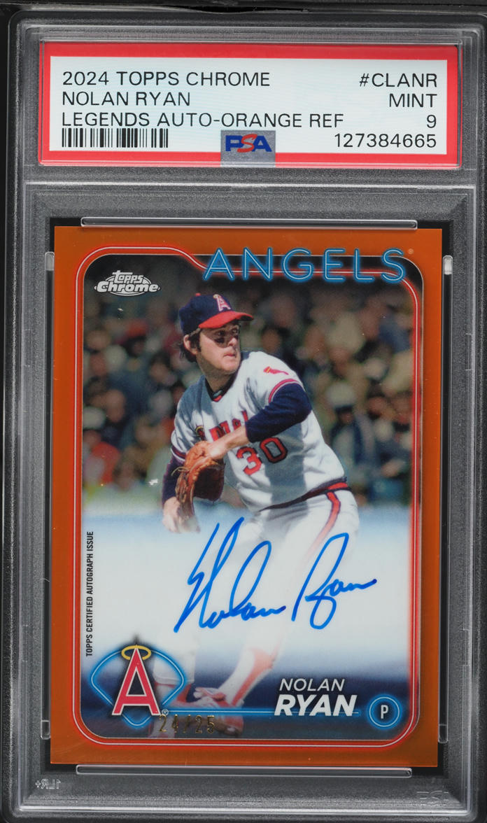 2024 Topps Chrome Orange Refractor Nolan Ryan AUTO /25 #CLA-NR PSA 9 MINT