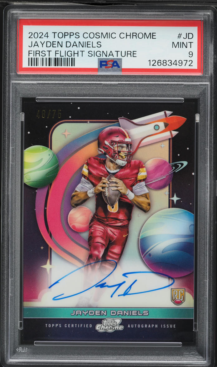 2024 Topps Chrome Cosmic First Flight Jayden Daniels ROOKIE AUTO /75 #FFS-JD PSA 9 MINT
