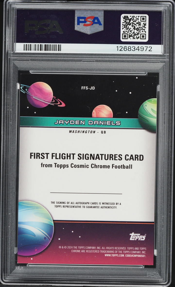 2024 Topps Chrome Cosmic First Flight Jayden Daniels ROOKIE AUTO /75 #FFS-JD PSA 9 MINT