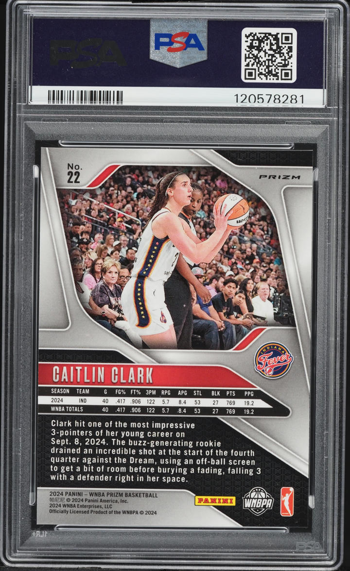 2024 Panini Prizm WNBA Logo Caitlin Clark ROOKIE #22 PSA 9 MINT