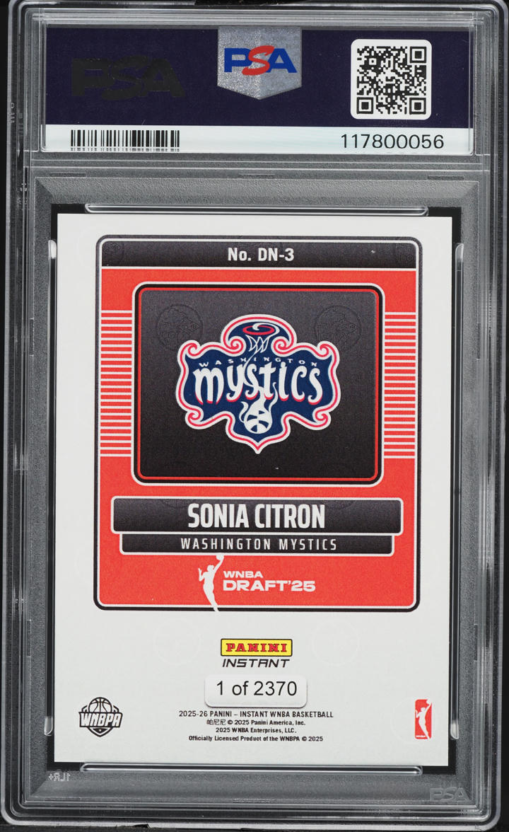 2025 Panini Instant WNBA Draft Night Sonia Citron ROOKIE /2370 #DN3 PSA 10 GEM MINT