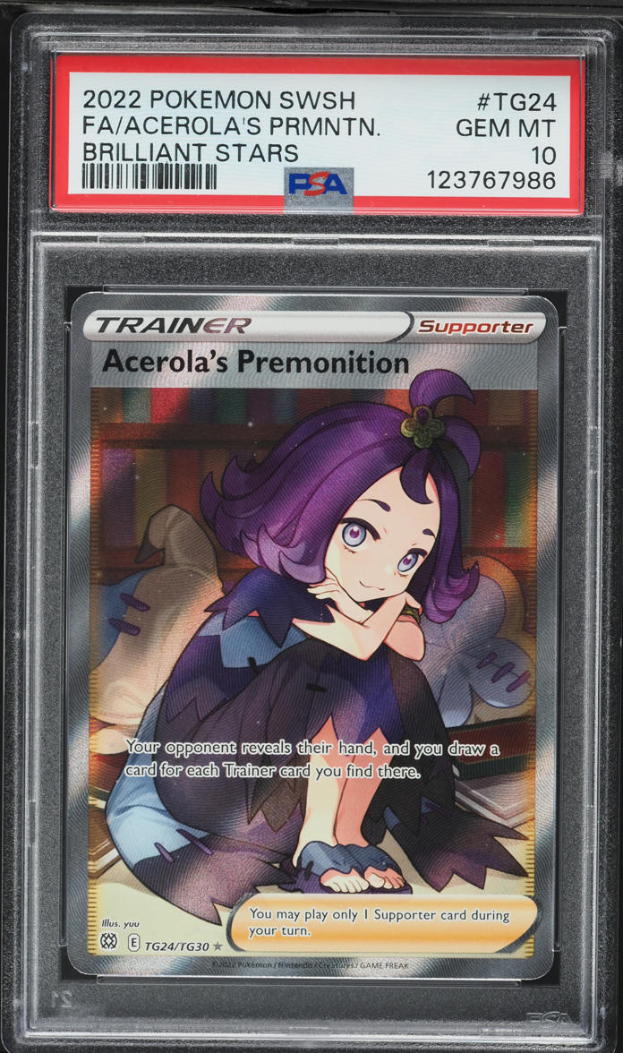 2022 Pokemon SWSH Brilliant Stars Full Art Acerola's Premonition #TG24 PSA 10 GEM MINT