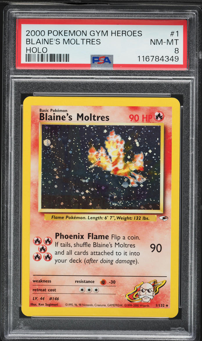 2000 Pokemon Gym Heroes Holo Blaine's Moltres #1 PSA 8 NM-MT