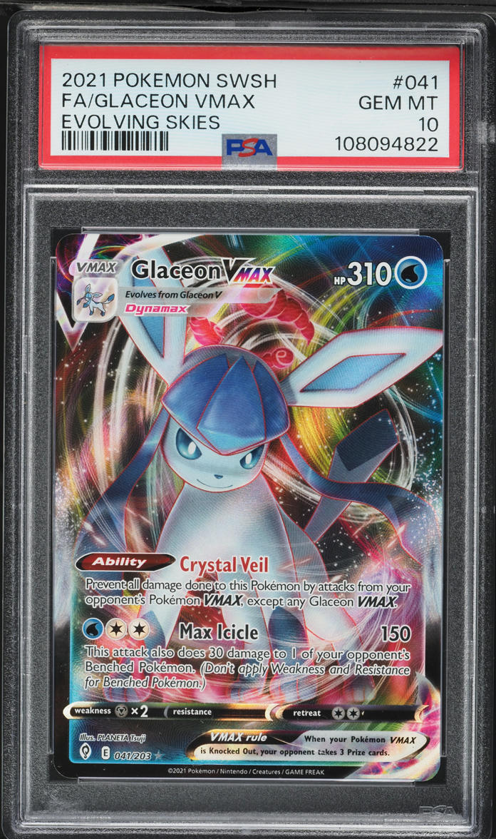 2021 Pokemon Sword & Shield Evolving Skies Glaceon VMAX #41 PSA 10 GEM MINT