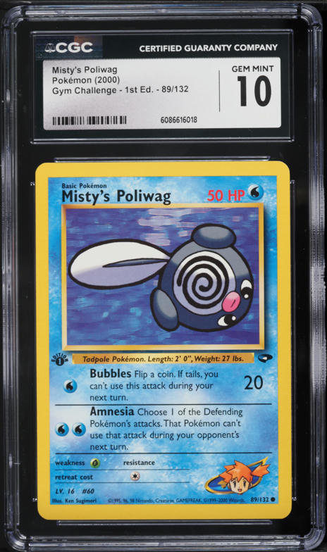 2000 Pokemon Gym Challenge 1st Edition Misty's Poliwag #89 CGC 10 GEM MINT