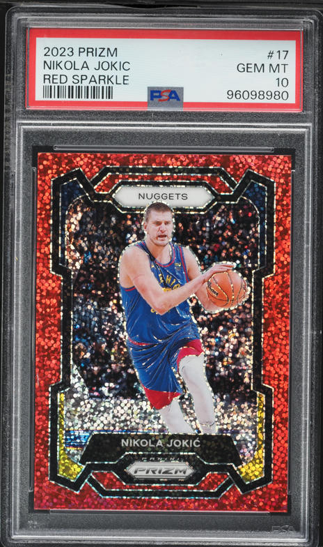 2023 Panini Prizm Red Sparkle Nikola Jokic #17 PSA 10 GEM MINT on