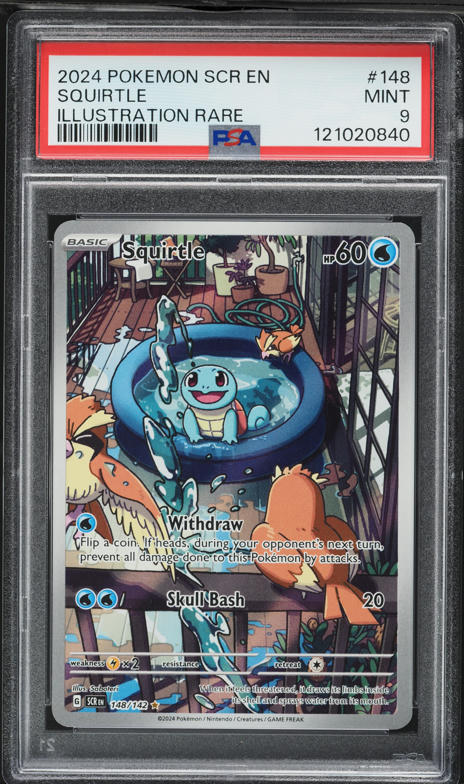 2024 Pokemon Scarlet & Violet Stellar Crown Illustration Rare Squirtle #148 PSA 9 MINT